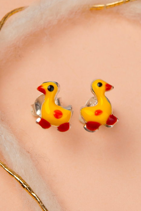 Heliophilia Silver Pendientes de Plata de Ley 925 Rojo, Plata y Amarillo